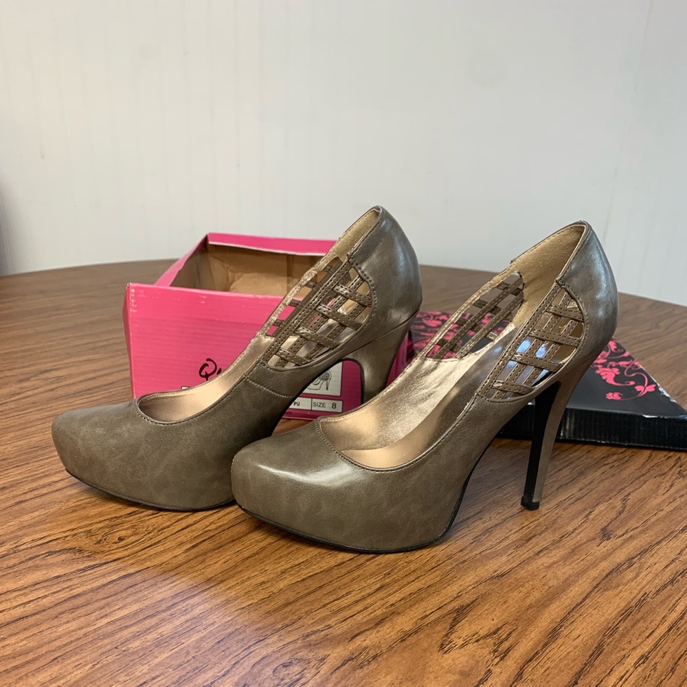 Taupe platform heels